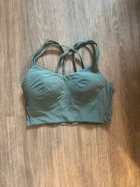 lululemon athletica Ribbed Longline Sports Bra in Sage Green